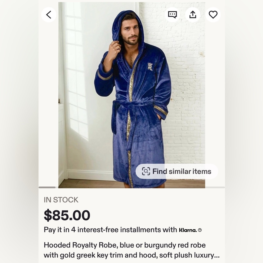 Royalty Blue Hooded Robe 2XL Very Soft! NWOT